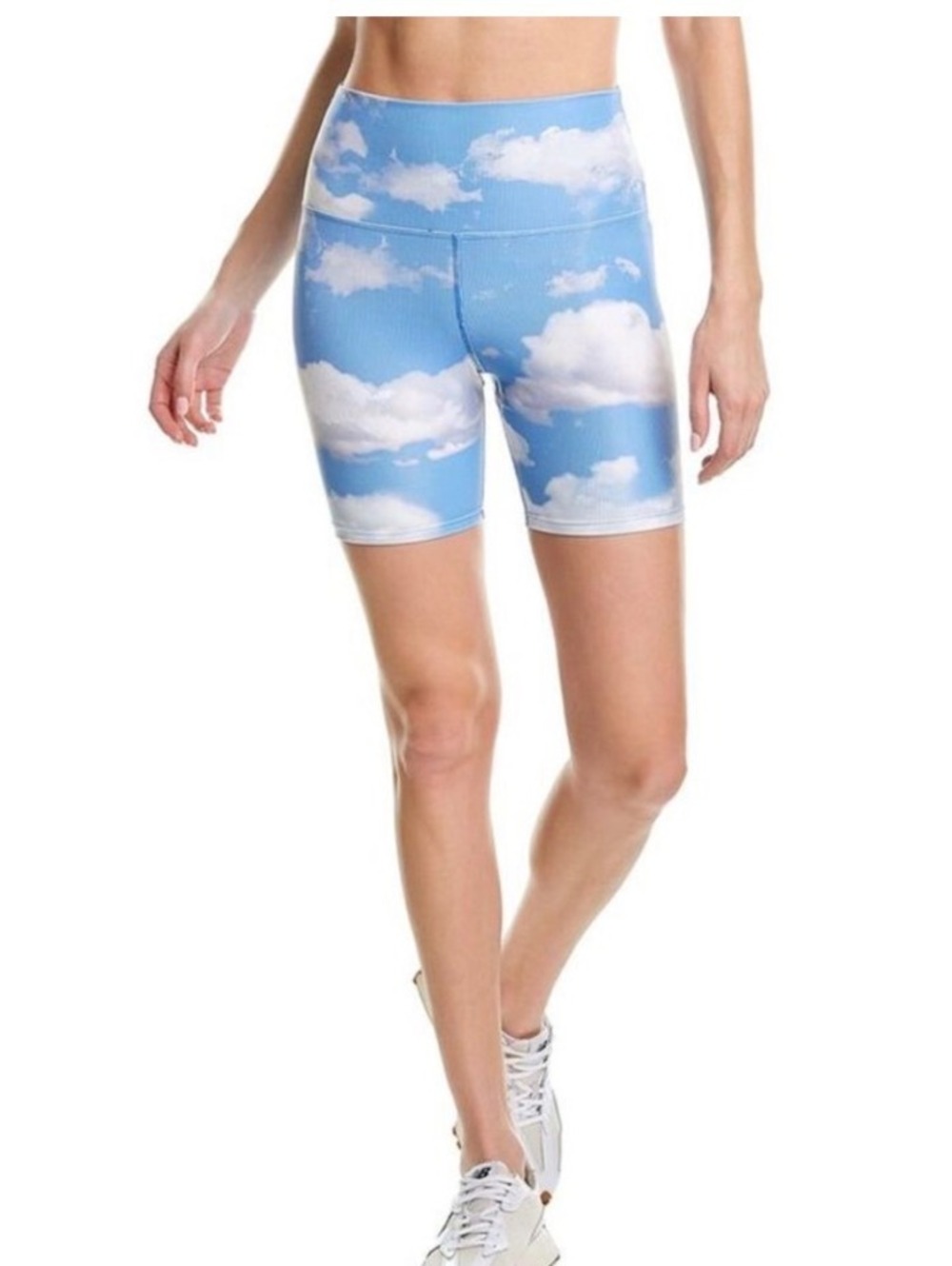 Beach Riot Sport Women's Blue Cloud Print High Waist Biker Shorts Size S